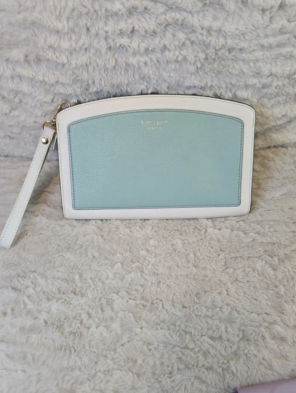 kate spade Two-Tone Mint & White Wristlet Or Crossbody EUC